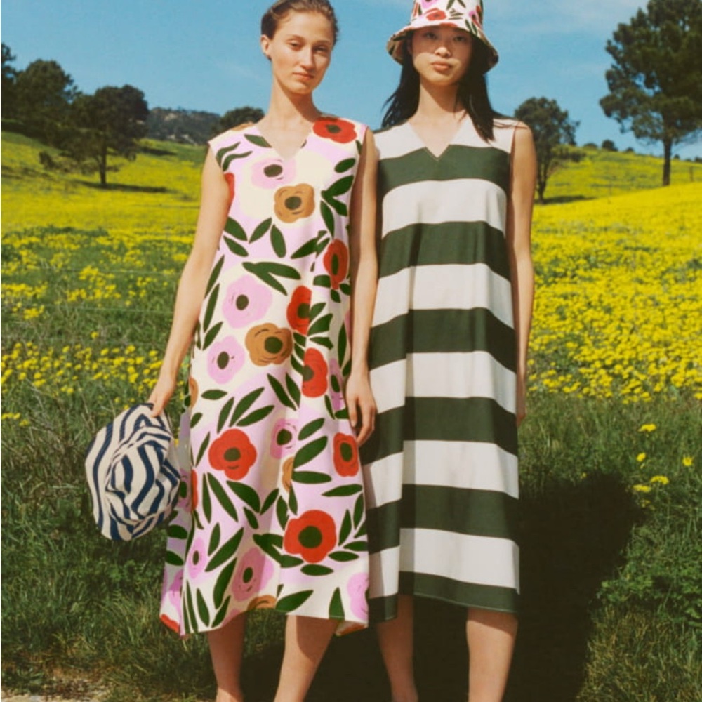 Marimekko for Uniqlo pink & red floral midi dress - Picture 8 of 9